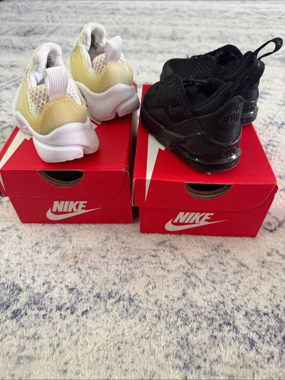 Nike Kids Slip-On Sneakers in Black & White with Beige Accents